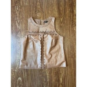 White House Black Market leather perforated top vest Size 4 Full Zip Geometric